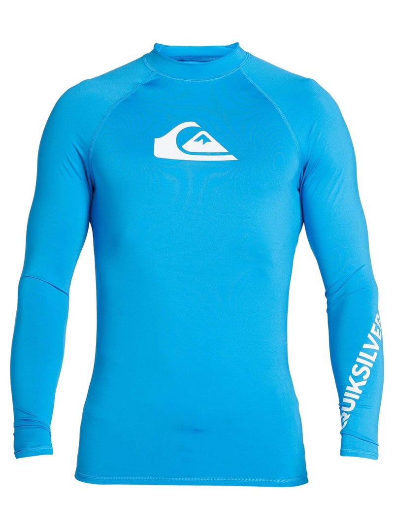 Quiksilver mens All Time Long Sleeve Rashguard Upf 50 Sun Protection Surf Rash Guard Shirt, Blithe, Large US - Image 1